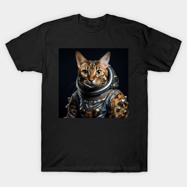 Astronaut Cat in Space - Bengal T-Shirt by Merchgard
